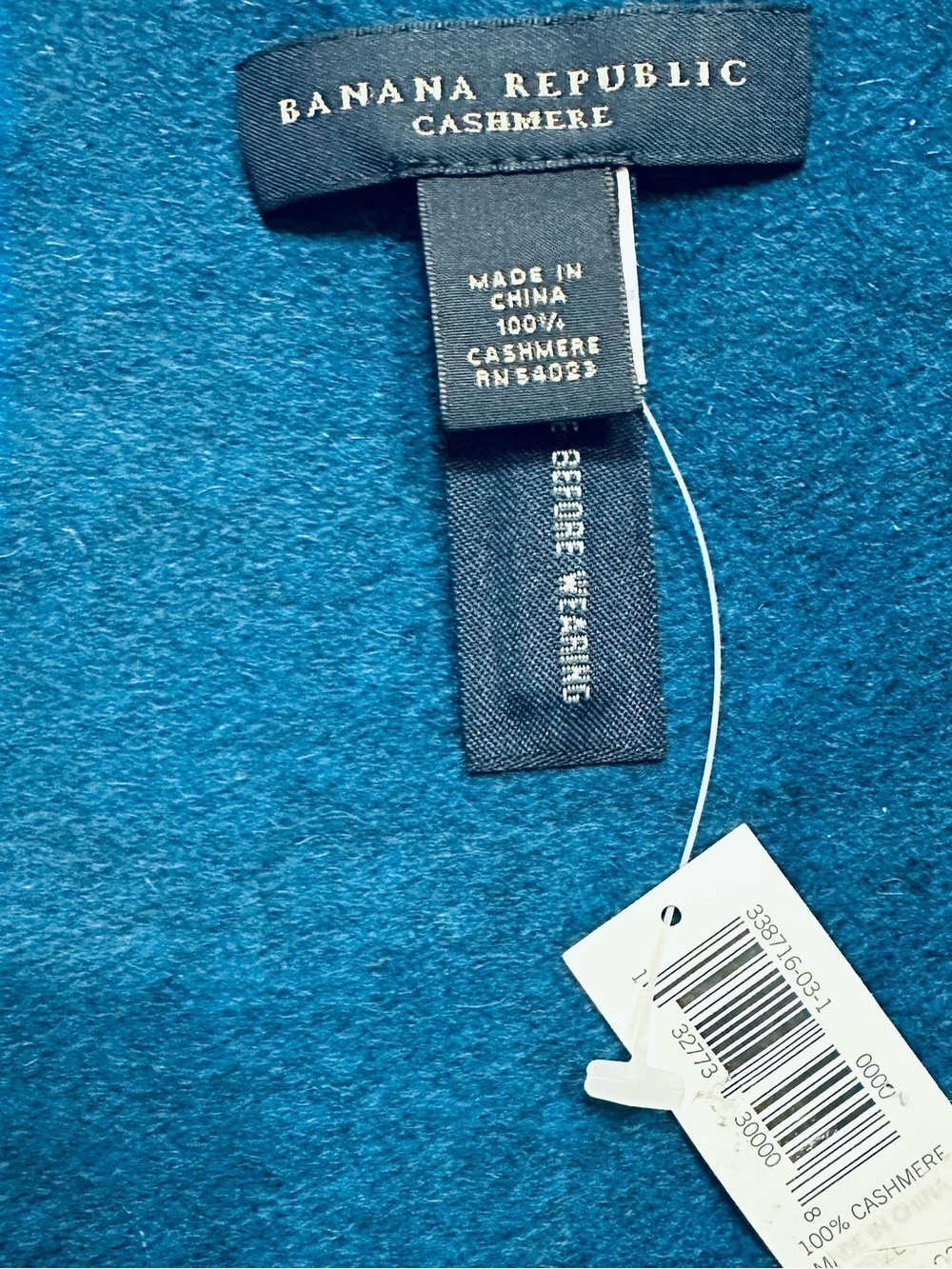 BANANA REPUBLIC BLACK & COBALT BLUE 100% CASHMERE LUX SCARF NW - Picture 5 of 7